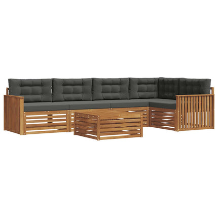 Utomhussoffset med kudde 6 pcs Naturlig och Antracit