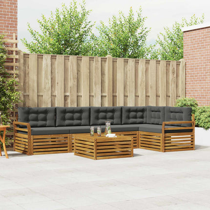 Utomhussoffset med kudde 6 pcs Naturlig och Antracit
