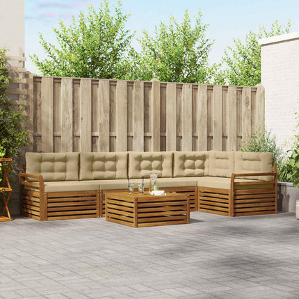 Utomhussoffset med kudde 6 pcs Naturlig och Beige