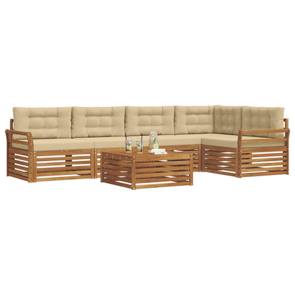 Utomhussoffset med kudde 6 pcs Naturlig och Beige