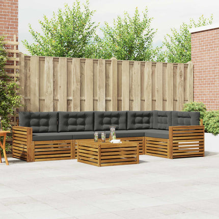 Utomhussoffset med kudde 6 pcs Naturlig och Antracit