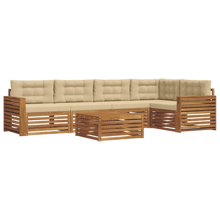 Utomhussoffset med kudde 6 pcs Naturlig och Beige