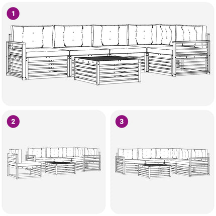 Utomhussoffset med kudde 6 pcs Naturlig och Ljus Grå
