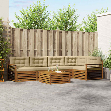 Utomhussoffset med kudde 6 pcs Naturlig och Beige