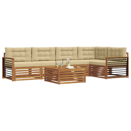 Utomhussoffset med kudde 6 pcs Naturlig och Beige