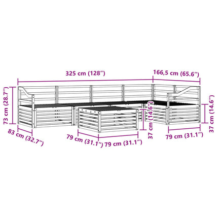 Utomhussoffset 6 st 5-sits Naturlig Massivt Akaciaträ