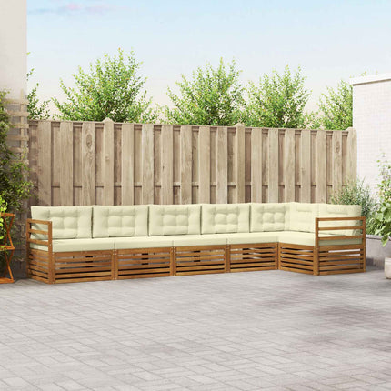 Utomhussoffset med kudde 6 pcs Naturlig och Grädde