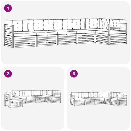 Utomhussoffset med kudde 6 pcs Naturlig och Grädde