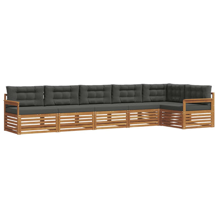 Utomhussoffset med kudde 6 pcs Naturlig och Antracit