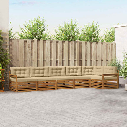 Utomhussoffset med kudde 6 pcs Naturlig och Beige