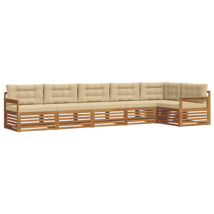 Utomhussoffset med kudde 6 pcs Naturlig och Beige