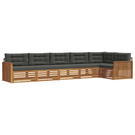 Utomhussoffset med kudde 6 pcs Naturlig och Antracit
