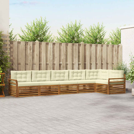 Utomhussoffset med kudde 6 pcs Naturlig och Grädde