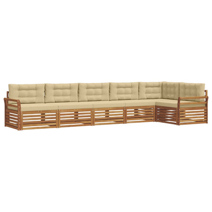 Utomhussoffset med kudde 6 pcs Naturlig och Beige