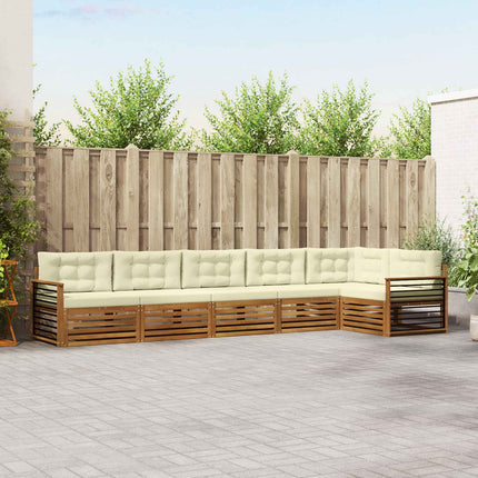 Utomhussoffset med kudde 6 pcs Naturlig och Grädde