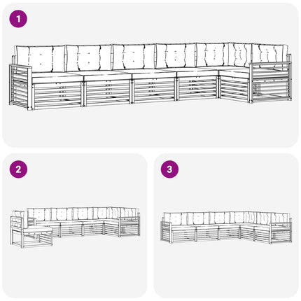 Utomhussoffset med kudde 6 pcs Naturlig och Beige