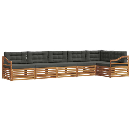Utomhussoffset med kudde 6 pcs Naturlig och Antracit