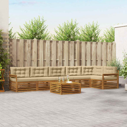 Utomhussoffset med kudde 7 pcs Naturlig och Beige