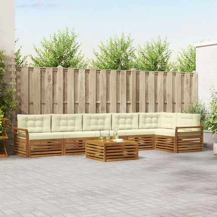 Utomhussoffset med kudde 7 pcs Naturlig och Grädde