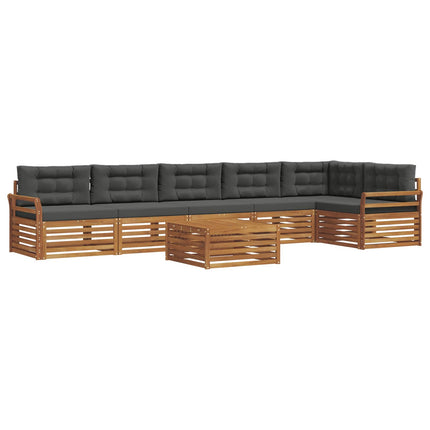 Utomhussoffset med kudde 7 pcs Naturlig och Antracit