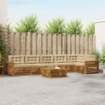Utomhussoffset med kudde 7 pcs Naturlig och Beige