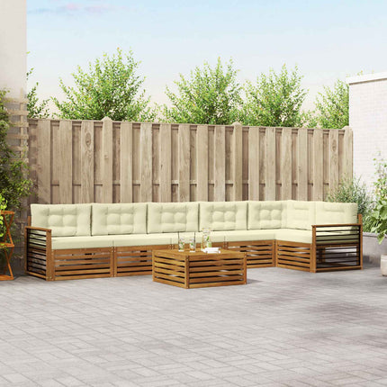 Utomhussoffset med kudde 7 pcs Naturlig och Grädde