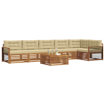 Utomhussoffset med kudde 7 pcs Naturlig och Beige