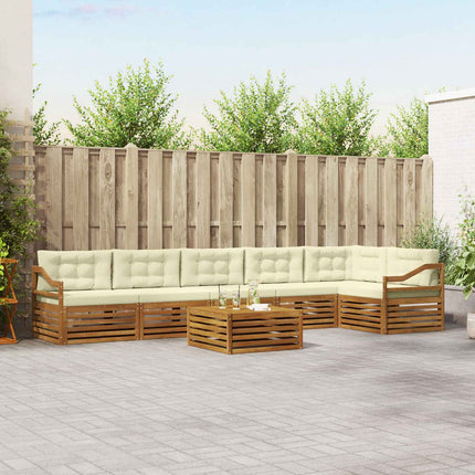 Utomhussoffset med kudde 7 pcs Naturlig och Grädde