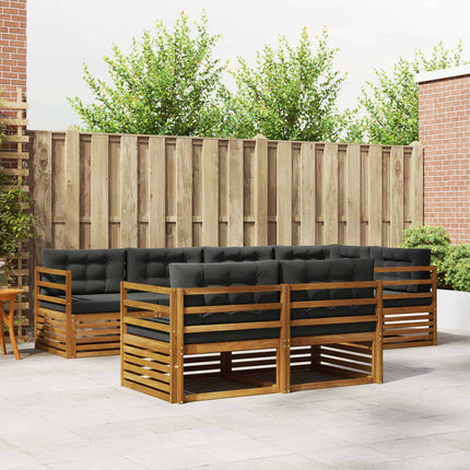 Utomhussoffset med kudde 7 pcs Naturlig och Antracit