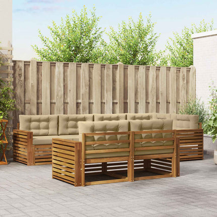 Utomhussoffset med kudde 7 pcs Naturlig och Beige