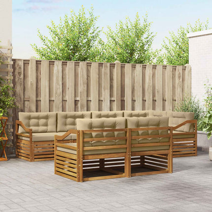 Utomhussoffset med kudde 7 pcs Naturlig och Beige
