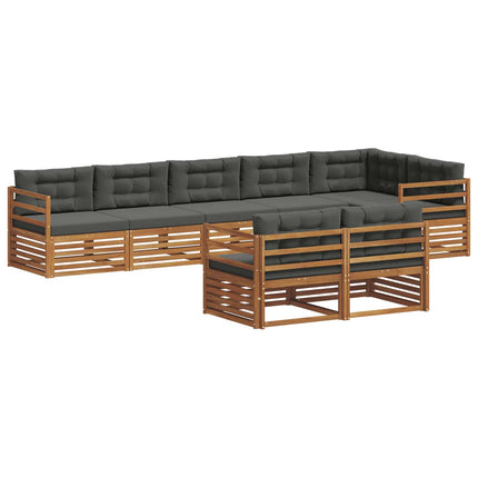Utomhussoffset med kudde 8 pcs Naturlig och Antracit