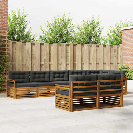 Utomhussoffset med kudde 8 pcs Naturlig och Antracit