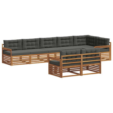 Utomhussoffset med kudde 8 pcs Naturlig och Antracit