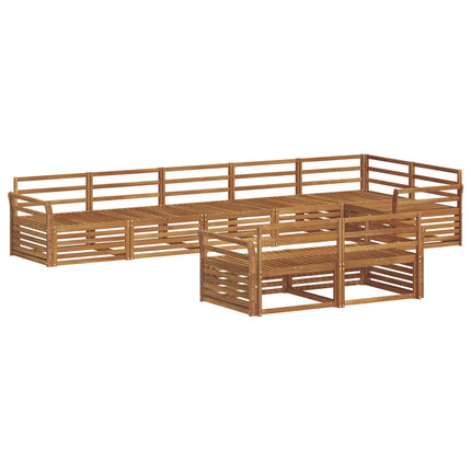 Utomhussoffset 8 pcs Naturfärg Massivt Akaciaträ