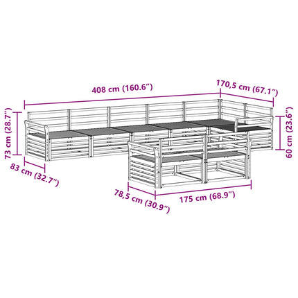 Utomhussoffset 8 pcs Naturfärg Massivt Akaciaträ