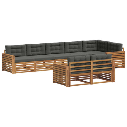 Utomhussoffset med kudde 8 pcs Naturlig och Antracit
