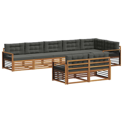 Utomhussoffset med kudde 8 pcs Naturlig och Antracit