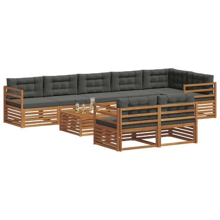 Utomhussoffset med kudde 9 pcs Naturlig och Antracit
