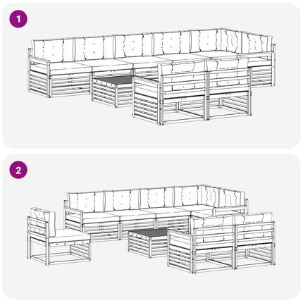 Utomhussoffset med kudde 9 pcs Naturlig och Ljus Grå