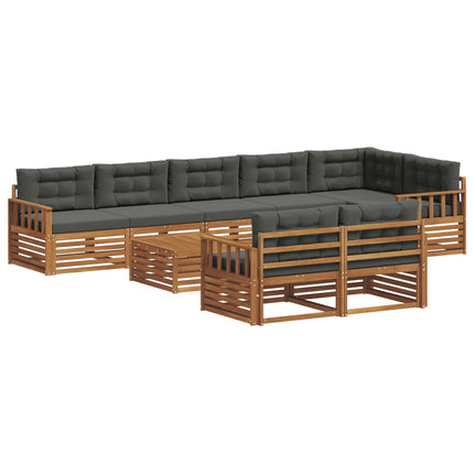 Utomhussoffset med kudde 9 pcs Naturlig och Antracit