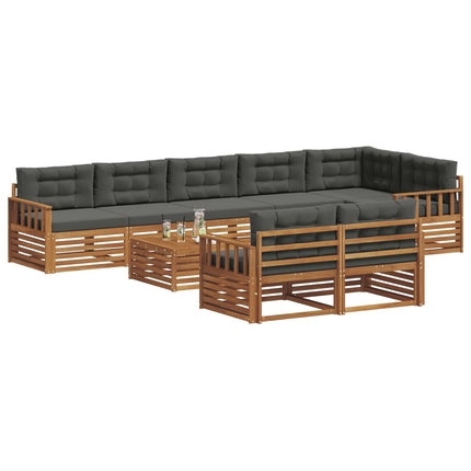 Utomhussoffset med kudde 9 pcs Naturlig och Antracit