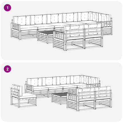 Utomhussoffset med kudde 9 pcs Naturlig och Antracit