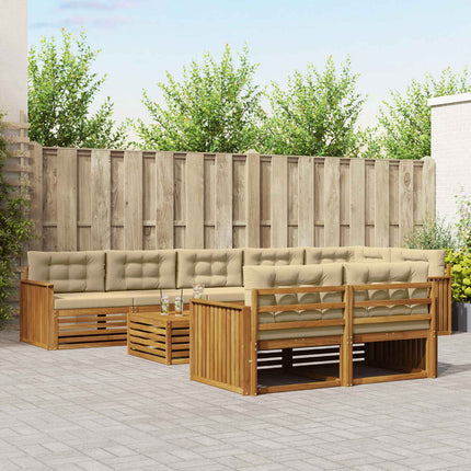 Utomhussoffset med kudde 9 pcs Naturlig och Beige
