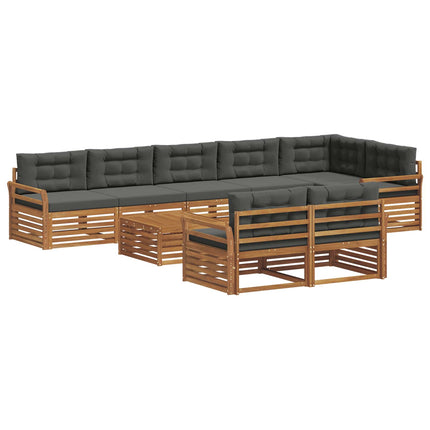 Utomhussoffset med kudde 9 pcs Naturlig och Antracit