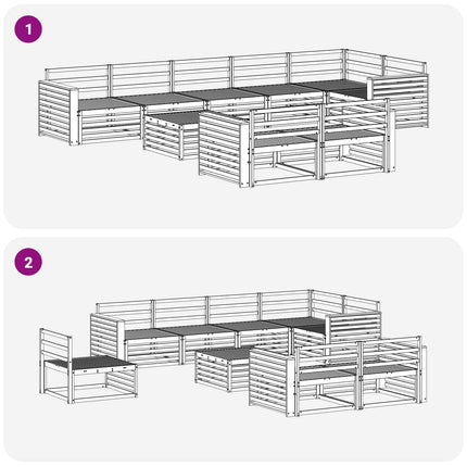 Utomhussoffset 9 pcs Naturfärg Massivt Akaciaträ