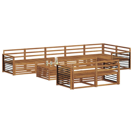 Utomhussoffset 9 pcs Naturfärg Massivt Akaciaträ