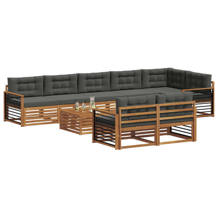 Utomhussoffset med kudde 9 pcs Naturlig och Antracit