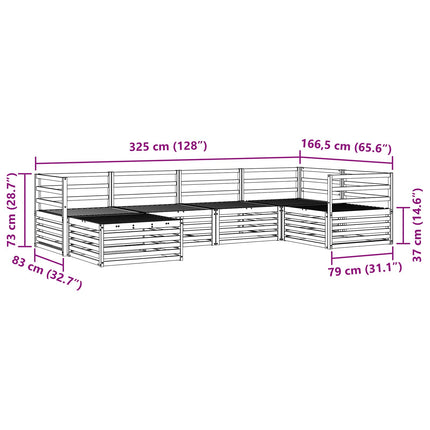 Utomhussoffset 6 pcs Naturfärg Massivt Akaciaträ