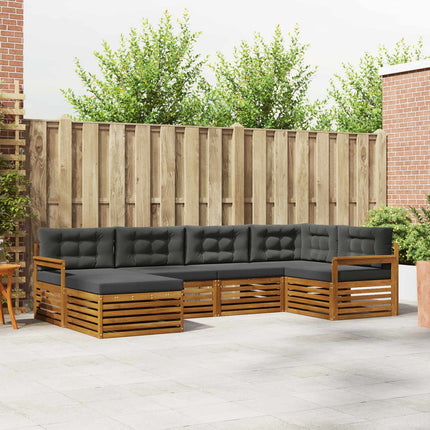 Utomhussoffset med kudde 6 pcs Naturlig och Antracit